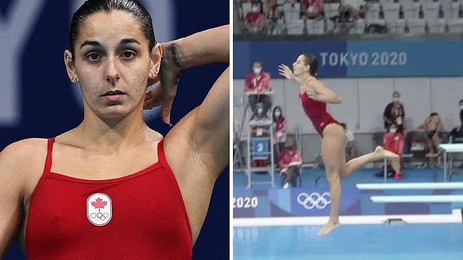 Canada's Pamela Ware Springs Feet First in Failed Olympics Dive