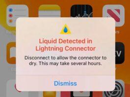 Liquid Detected in Lightning Connector